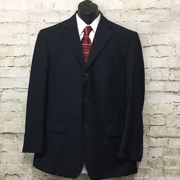 Angelo Rossi Navy Blue Striped Blazer - Picture 1 of 5
